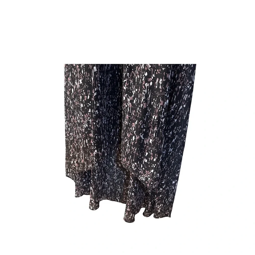 Simply Vera Vera Wang Dress XS Black‎ Sleeveless Ruffle Neck Abstract Print